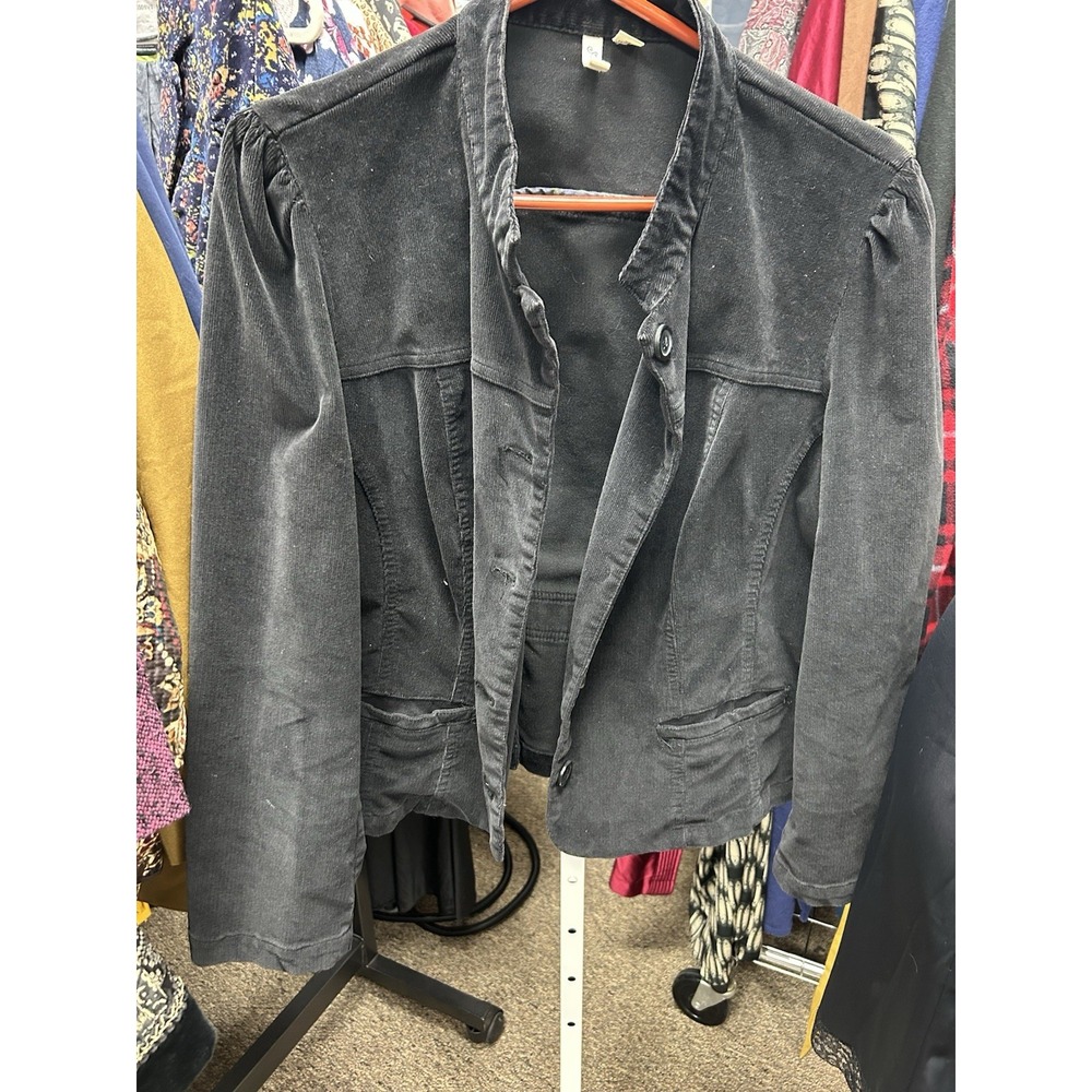 Y2K St Johns Bay Womens VTG Corduroy Blazer Jacket pockets Size XL Black